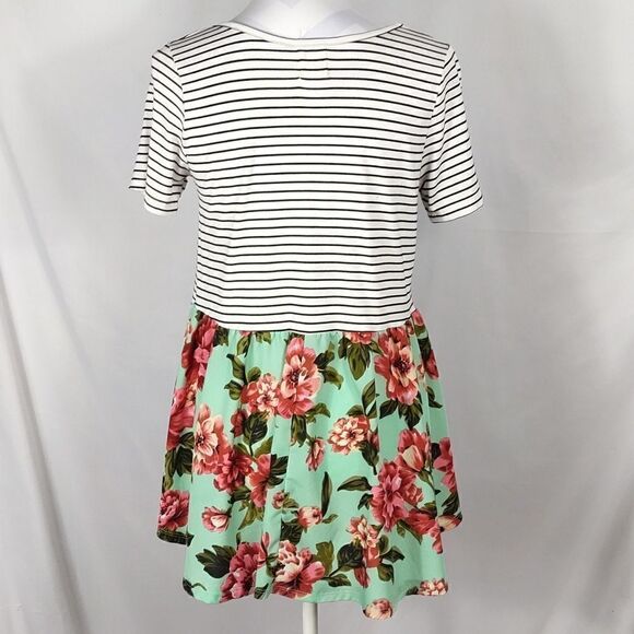 Grace & Emma Striped Floral Drop Back Tee - Picture 4 of 7